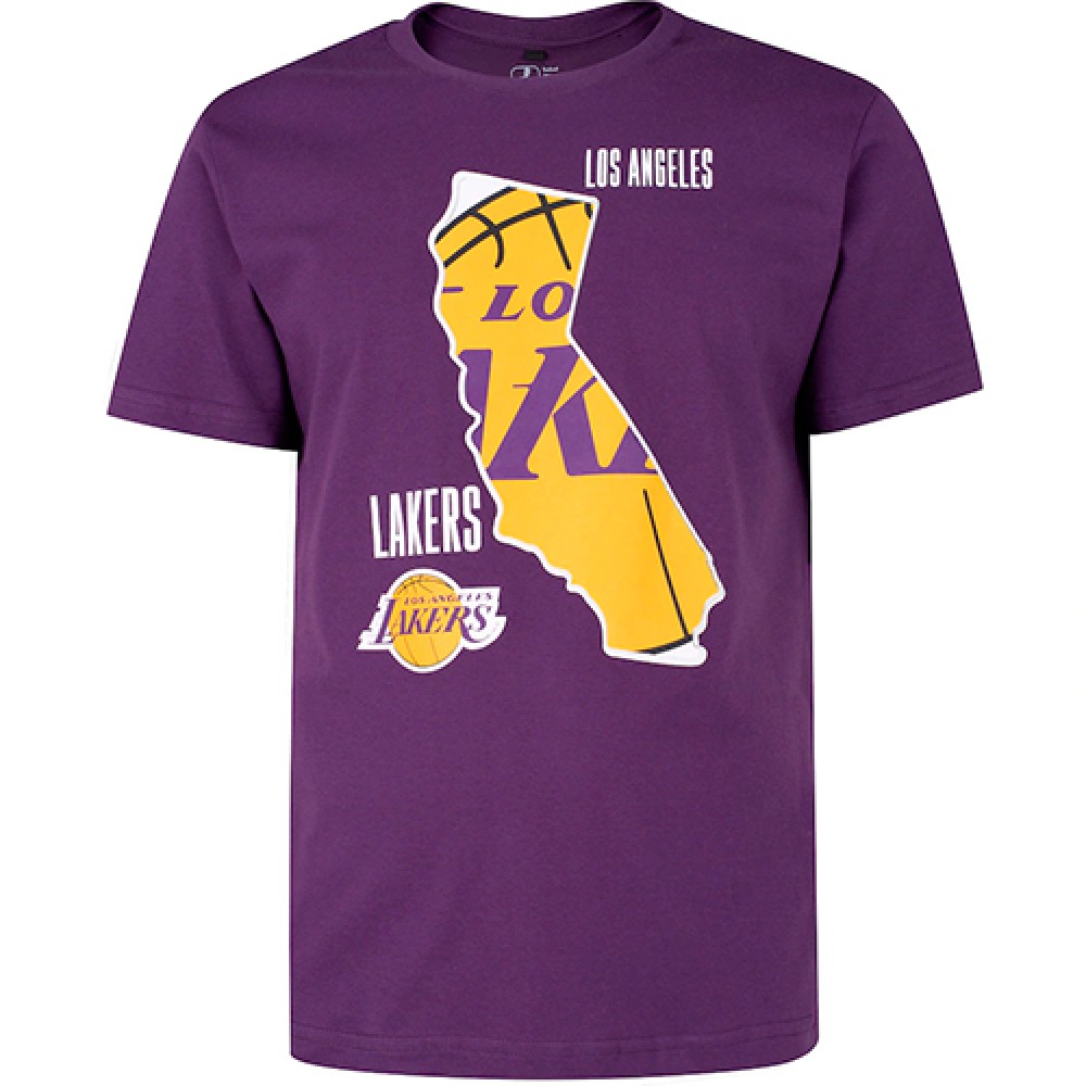 Camiseta Básica Masculina Estampada Los Angeles Lakers Roxa - NBA